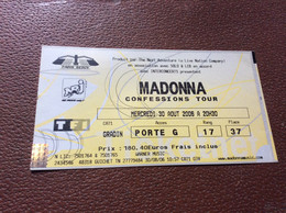 TICKET DE CONCERT  MADONNA  Paris Bercy  AOÛT 2006 - Concerttickets