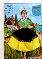 Carte Brodee Au Pays Du Soleil Provence, Blason, Berger Et Ses Moutons - Embroidered