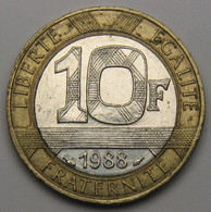 10 Francs Génie De La Bastille,1988, Bronze-aluminium Nickel - V° République - 10 Francs