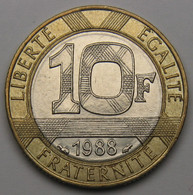 10 Francs Génie De La Bastille,1988, Bronze-aluminium Nickel - V° République - 10 Francs