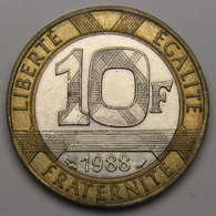 10 Francs Génie De La Bastille,1988, Bronze-aluminium Nickel - V° République - 10 Francs