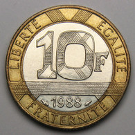 10 Francs Génie De La Bastille,1988, Bronze-aluminium Nickel - V° République - 10 Francs