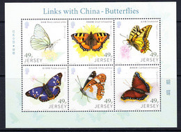 2017 Jersey Links With China Butterflies Complete Set Of 2 Souvenir Sheets MNH  @ BELOW FACE VALUE - Jersey