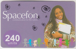 GHANA - Lady With Phone And Files, SpaceFon Mobile Refill, 240 U, Used - Ghana