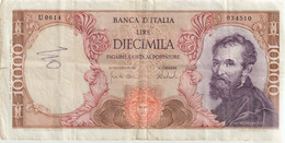 72*-Cartamoneta-Banconota Italia Repubblica Da L10.000 Michelangelo 27.11.73-Condizione:Circolata - 10.000 Lire