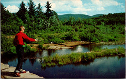 New York Adirondacks Young Boy Fishing On A Mountain Stream - Adirondack