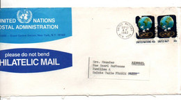 NATIONS UNIES AFFRANCHISSEMENT COMPOSE SUR LETTRE POUR LA FRANCE 1982 - Storia Postale