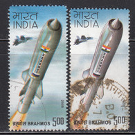 EFO, Error, Oddities,  Colour Variety,  India Used 2008, Brahmos, Anti Ship Cruise Missile, Defence, Airplane, Aviation - Variétés Et Curiosités