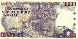 INDONESIA 10000 RUPIAH PURLE WOMAN FRONT BUILDING BACK DATED 1979 P.118a VF READ DESCRIPTION - Indonesië
