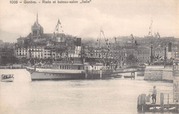 CPA SUISSE GENEVE RADE ET BATEAU SALON ITALIE - Genève