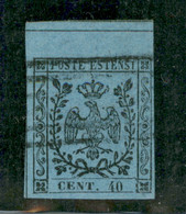 Antichi Stati Italiani - Modena - 1852 - 40 Cent Celeste (5) - Ampio Margine Di Interspazio In Alto - Usato - Annullo Le - Autres & Non Classés