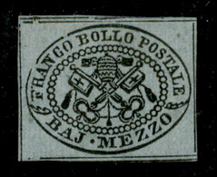 Antichi Stati Italiani - Stato Pontificio - 1852 - Mezzo Bai (1a - Oleoso) - Gomma Originale - Oliva + Sorani - Autres & Non Classés