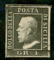 Antichi Stati Italiani - Sicilia - 1859 - 1 Grano Oliva Scuro (5c - Terza Tavola) - Grandi Margini - Gomma Originale - M - Other & Unclassified