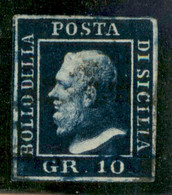Antichi Stati Italiani - Sicilia - 1859 - 10 Grana Azzurro (12) - Buoni Margini Regolari - Usato - A.Diena - Autres & Non Classés