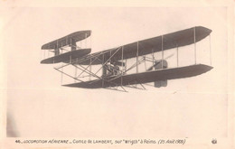 CPA AVIATION LOMOTION AERIENNE COMTE DE LAMBERT SUR WRIGHT A REIMS 1909 - Aviateurs