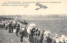 CPA AVIATION PORT AVIATION Gde QUINZAINE DE PARIS AEROPLANE ANTOINETTE LATHAM - Aviateurs