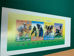 Korea Stamp Pane Un-folded Sport Cycling Rugby Tennis Cricket Imperf - Corea Del Nord