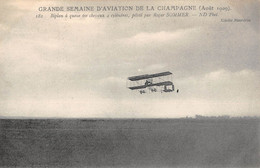 CPA AVIATION Gde SEMAINE AVIATION CHAMPAGNE 1909 BIPLAN A QUEUE PILOTE PAR SOMMER - Airmen, Fliers