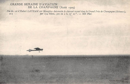 CPA AVIATION Gde SEMAINE AVIATION CHAMPAGNE 1909 FIN DU VOL D'HUBERT LATHAM - Aviatori