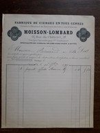 L36/354 Ancienne Facture . Chalon Sur Saone . Cierges . Moisson - Lombard - 1800 – 1899