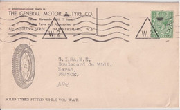 GB - ENVELOPPE PUB ILLUSTREE (PNEUS AUTOMOBILE) Avec OBLITERATION MECA "W.2" SANS DATE ! => NERAC - Storia Postale