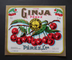 Portugal Etiquette Ancienne Licor De Ginja Cognac De Cerise Perez Lda. Lisboa Label Cherry Brandy - Alcohols & Spirits