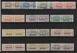 369 Eritrea  1916 - Pacchi Postali - Soprastampati “ERITREA” N. 9/21. Cat. € 1500,00 MH - Eritrée