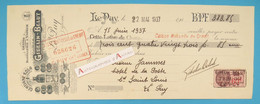 GIBELIN BELUT Grande Distillerie à Vapeur - LE PUY Rare Lettre De Change Illustrée 1937 - Gentiane Kola - Haute Loire - Lettres De Change