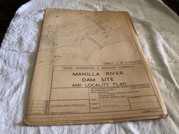 Plan Topographique Dessin  Du Barrage Manille Dam S Dam Site  Australia 1969  MANILLA RIVER DAM - Opere Pubbliche