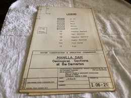 Plan Topographique Dessin  Du Barrage Manille Dam S Dam Site  Australia 1969  MANILLA RIVER DAM - Publieke Werken