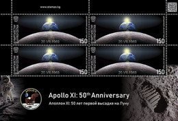 2019 Kyrgyzstan 50th Anniversary Of The Apollo 11 Moon Landing Sheet Of 4 Stamps - Etats-Unis