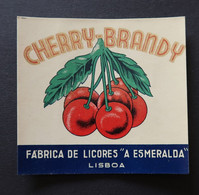 Portugal Etiquette Ancienne Licor De Ginja Cognac De Cerise Esmeralda Lisboa Label Cherry Brandy - Alcoholes Y Licores