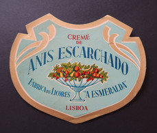 Portugal Etiquette Ancienne Liqueur Crème De Anis Esmeralda Lisboa Label Anise Cream Liquor - Alcoholes Y Licores