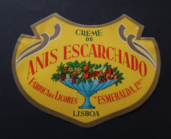 Portugal Etiquette Ancienne Liqueur Crème De Anis Esmeralda Lisboa Label Anise Cream Liquor - Alcoholes Y Licores