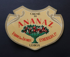 Portugal Etiquette Ancienne Liqueur Crème De Ananas Esmeralda Lisboa Label Pineapple Cream Liquor - Alkohole & Spirituosen