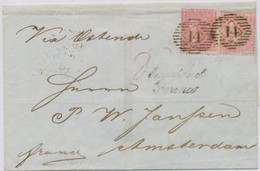 GB 1860 QV 4d Rose-carmin (2x) Sound Used On Very Fine Cover With LONDON Numeral „14“ (Parmenter 14U – NEW EARLIEST DATE - Cartas & Documentos