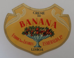 Portugal Etiquette Ancienne Liqueur Crème De Banane Esmeralda Lisboa Label Banana Cream Liquor - Alkohole & Spirituosen