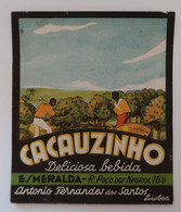 Portugal Etiquette Ancienne Cacauzinho Esmeralda Liqueur De Cacao Plantation Afrique Label Cocoa Liquor Africa - Alkohole & Spirituosen