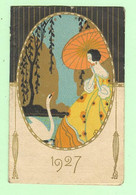 T1963 - Calendrier Petit Format De L'année 1927 - Style Art Déco,art Nouveau, Années Folles, Pub Bergougnan "Le Gaulois" - Petit Format : 1921-40