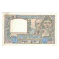 France, 20 Francs, Science Et Travail, 1940, B.1383, TTB+, Fayette:12.9, KM:92b - 20 F 1939-1942 ''Science Et Travail''