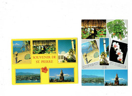 Lot 2 Cpm - ILE DE LA REUNION - Saint Pierre - Souvenir Marché Orchidée Port Temple Tamoul - 1993 - Saint Pierre