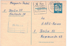 Ganzsache Luther 1955 Berlin Ortskarte - Absender Mit PLZ - Postcards - Used