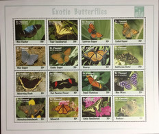 St Vincent 1994 Hong Kong ‘94 Butterflies Sheetlet MNH - Papillons