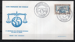 COTE DES SOMALIS Timbre Postes N°318 Sur 1 Enveloppe 1er Jour TB  cote Timbre 10.00€ - Covers & Documents