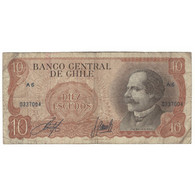 Billet, Chili, 10 Escudos, 1967, KM:143, B - Cile