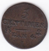 5 Centimes Dupré An 4 I Limoges Petit Module, En Cuivre, Gadoury 124 - 1795-1799 Directoire