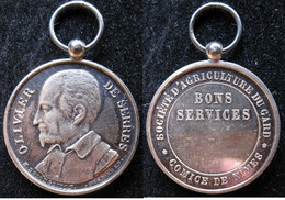 Médaille Argent. Société D’Agriculture Du Gard. Comice De Nimes, Fautée Erreur, Par Delongueil - Professionals / Firms