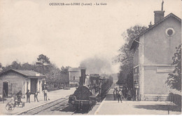 OUZOUER SUR LOIRE LA GARE VUE INTERIEURE ,TRAIN ,BELLE ANIMATION  REF 75657 - Ouzouer Sur Loire