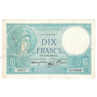 France, 10 Francs, Minerve, 1939, B.74866 997, TTB, Fayette:07.12, KM:84 - 10 F 1916-1942 ''Minerve''