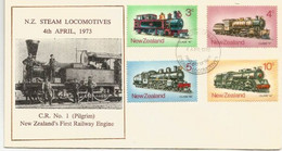 Locomotives à Vapeur Néo-Zélandaises.  FDC Auckland 1973 - Cartas & Documentos